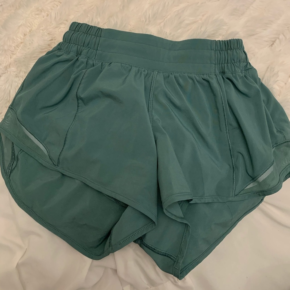 sage green lululemon hotty hot shorts